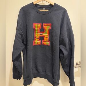 Black Harvard Sweater with Kente 'H' Patch